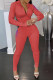 Rose Red Casual Solid Embroidered Patchwork Zipper Collar Long Sleeve Two Pieces
