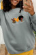 Grey Casual Daily Print Patchwork O Neck Tops