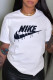 White Fashion Casual Print Patchwork O Neck T-Shirts