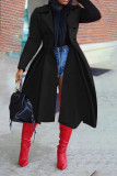Red Elegant Solid Patchwork Turndown Collar Outerwear