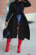 Black Elegant Solid Patchwork Turndown Collar Outerwear