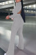 Light Gray Casual Solid Bandage Patchwork Backless Turtleneck Long Sleeve Two Pieces