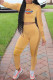 Yellow Fashion Casual Print Patchwork O Neck Long Sleeve Two Pieces