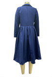 Red Elegant Solid Patchwork Turndown Collar Outerwear