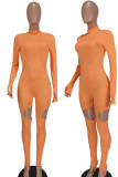 Light Blue Sexy Solid Hollowed Out Patchwork Half A Turtleneck Regular Jumpsuits