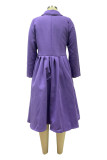 Red Elegant Solid Patchwork Turndown Collar Outerwear