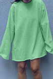 Light Green Casual Solid Split Joint O Neck Straight Dresses