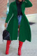 Dark Green Elegant Solid Patchwork Turndown Collar Outerwear