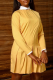 Yellow Casual Solid Patchwork Turndown Collar Cake Skirt Dresses