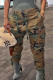 Green Casual Camouflage Print Patchwork Loose Mid Waist Straight Full Print Bottoms