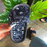 Black Casual Living Printing Soft Slide Slippers For Women