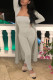 Light Gray Fashion Casual Solid Basic Long Sleeve Two Pieces