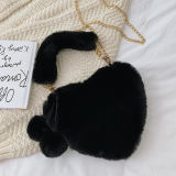 Black Fashion Casual Heart Chain Strap Solid Crossbody Bag