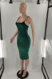 Army Green Sexy Solid Split Joint Sleeveless Two Pieces