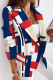 Multi-color Casual Print Patchwork Turn-back Collar Outerwear