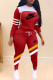Red Fashion Casual Print Patchwork O Neck Long Sleeve Two Pieces