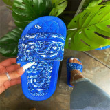 Blue Casual Living Printing Soft Slide Slippers For Women