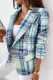 Baby Blue Casual Print Patchwork Turn-back Collar Outerwear