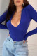 Blue Sexy Solid V Neck Regular Jumpsuits