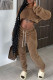 Camel Fashion Casual Solid Basic Hooded Collar Long Sleeve Two Pieces