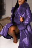 Purple Sexy Solid Patchwork Turndown Collar Outerwear
