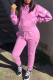 Pink Purple Casual Print Patchwork Hooded Collar Long Sleeve Two Pieces