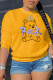 Yellow Sexy Daily Print Patchwork O Neck Tops