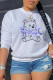 White Sexy Daily Print Patchwork O Neck Tops