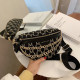 Black Fashion Street Letter Patchwork Chains Bags