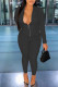 Black Fashion Casual Solid Patchwork Turndown Collar Long Sleeve Two Pieces