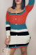 Multicolor Fashion Casual Patchwork Backless Off the Shoulder Long Sleeve Dresses