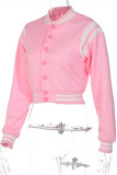 Pink Fashion Casual Solid Patchwork O Neck Outerwear