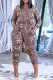 Leopard Print Sexy Leopard Patchwork O Neck Regular Jumpsuits