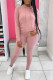Pink Fashion Casual Solid Basic Hooded Collar Long Sleeve Two Pieces