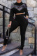 Black Fashion Casual Patchwork Sequins Hooded Collar Long Sleeve Two Pieces