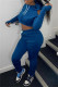 Blue Fashion Casual Solid Hollowed Out Hooded Collar Long Sleeve Two Pieces