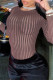 Brown Sexy Casual Striped Split Joint O Neck Skinny Jumpsuits