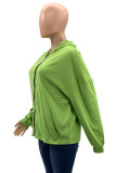 Green Fashion Casual Solid Hollowed Out Backless Hooded Collar Outerwear