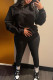 Black Casual Solid Patchwork O Neck Long Sleeve Two Pieces