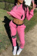 Pink Fashion Casual Patchwork Basic Hooded Collar Long Sleeve Two Pieces