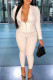 White Fashion Casual Solid Patchwork Turndown Collar Long Sleeve Two Pieces