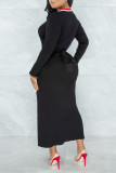 Purple Casual Solid Bandage Patchwork V Neck One Step Skirt Dresses