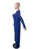Royal Blue Fashion Casual Solid Cardigan Long Sleeve Two Pieces