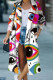 White Fashion Casual Print Cardigan Turndown Collar Outerwear