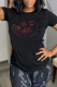 Black Casual Street Print Patchwork O Neck T-Shirts