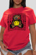 Red Casual Daily Print Patchwork O Neck T-Shirts