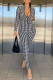 Black White Fashion Casual Print Patchwork Zipper Collar Skinny Jumpsuits