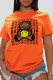 Orange Casual Daily Print Patchwork O Neck T-Shirts