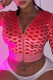 Rose Red Fashion Casual Print Basic Hooded Collar Outerwear