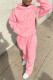 Pink Fashion Casual Solid Basic Hooded Collar Long Sleeve Two Pieces